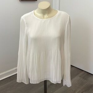 Stradivarius White Long Sleeve Layered Pleated Top